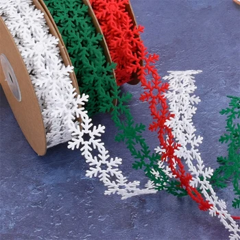 10Yards DIY de Natal de Fita Não-tecido de floco de Neve Decoração Correia em Relevo de Correias Embalagem da Caixa de Presente de Fita Festival de Decoração Supplie