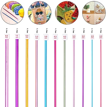 11pcs 2-8mm agulha de Crochê Kit Multicolor Agulha DIY Camisola Lenço de Chapéus de Luvas de Artesanato Agulhas Conjunto feito à mão Ferramentas de Costura Suprimentos