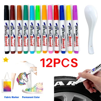 12 Pcs Colorido Permanente Marcador de Tinta Impermeável Tinta de Tecido marcadores de aquarela Acrílico Marcadores Marcador de Tinta de Canetas Magic Pintura