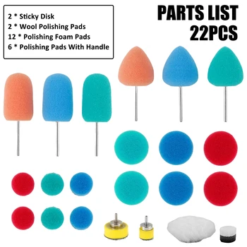 22Pcs Mini Almofadas de polimento Polimento Kit Reutilizáveis Detalhando Carro Almofada de Lustro Soft Mini Polimento Almofadas de Espuma Almofada Lustrando de Lãs de Carro