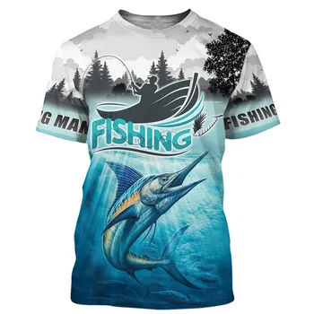 3D Pesca do Atum Impresso T-Shirt masculina Peixe Azul de Verão, Estilo Casual, Unissex, Tamanho Plus Camisa Exterior Harajuku O decote Personalizado Tops