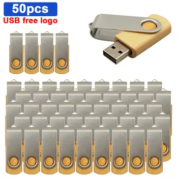 50PCS USB Flash Drive 128GB de Memória Stick 2.0 de Madeira Livre do Logotipo Personalizada Pessoal Pendrive 4GB 8GB 16GB 32GB 64GB Presente de Casamento