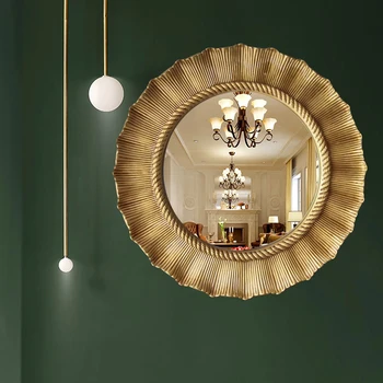 65 cm de 25,6 polegadas Espelho Decorativo Para Sala de estar, Quarto, casa de Banho Restaurante Redondo Pendurado na Parede Arte de Girassol Vintage Espelho