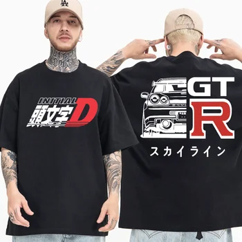 Anime Deriva AE86 Inicial D Gráfico T-shirt de Verão O-Pescoço Curto Mangas T-Shirt Skyline R34 GTR JDM Mangá Japonês T-Shirts dos Homens