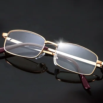 Armação de Metal Óculos de Leitura Homens Mulheres Presbiopia Ampliação de Moda Praça Full-frame +1.0 1.5 2.0 2.5 3.0 3.5 4.0 o Ouro, a Prata