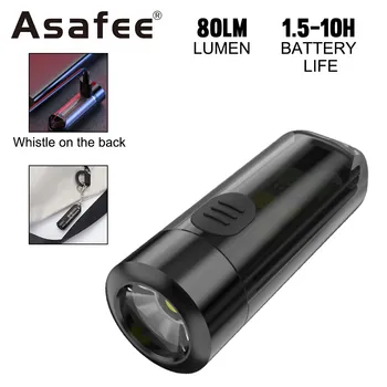 Asafee AS2 LED 80LM IPX4 Impermeável EDC Mini Lanterna 23G Lâmpada Built-in Bateria Keychain da Tocha Recarregável Luz de Acampamento ao ar livre