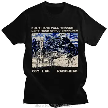 Banda de Rock inglesa Radiohead Impresso T-Shirt Homens Mulheres Retro Solta Japão Estação 100% Algodão T-shirts Fãs de Indie Music Tees Masculinas
