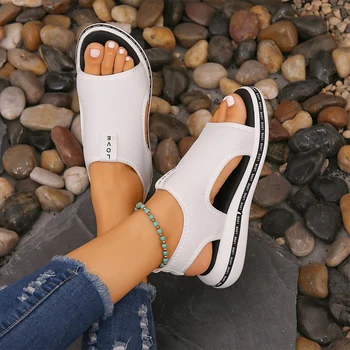Casual Sport Sandálias Mulher De Verão Colorido Malha Plana Sapatos De Senhoras Elástico Macio De Malha Plataforma Sandalias Plus Size