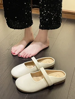 Chinelos Mulheres de Verão de Tampa de pés de Slides Sapatos Sapatos Femininos Pantofle 2023 PU Macio Roma Básica de Borracha Feminina de Sapatos de Senhoras 