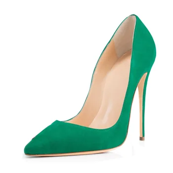 Clássico Senhoras Verde de Veludo salto alto Sapatos de Tamanho Mais Curto Plush Mulheres, as Sandálias de Festa de Mostrar Pista Finas de Calcanhar Sapatos de Mulher