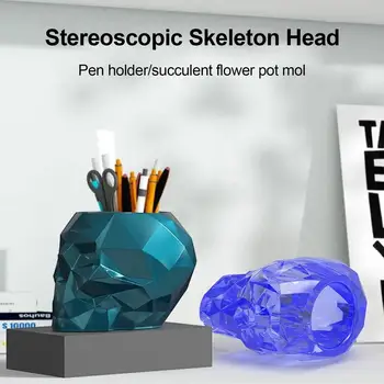 Crânio de Silicone do Molde de Fundição Artesanal de Trabalho Ornamento Decorativo Gesso 3D Retro Forma do Crânio de Halloween Casa de Artesanato de Decoração de Ferramentas