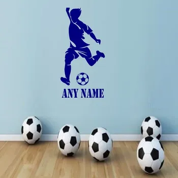 DIY nome Personalizado Personalizado Jogador de Futebol Vinil Adesivo de Parede arte de parede mural de decoração para casa