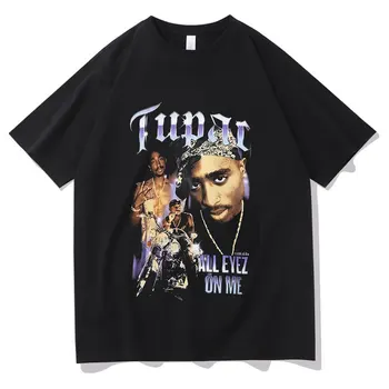 Feminino Rapper Tupac 2PAC Gráfico Impresso T-Shirt masculina Y2K Hip Hop T-Shirt Street Wear Superior Harajuku Casual Manga Curta Tees