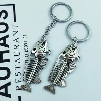 Gothic Metal Espinha de peixe, Pendente de Aço Inoxidável de Moda Versátil Chaveiro Simples E Magnífico dos Homens Hip Hop Acessórios