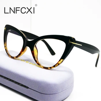 LNFCXI Qualidade de Óculos de Moldura para as Mulheres Anti-Blue Ray de Moda Senhora da Miopia Óculos Olho de Gato Prescrição Computador Óculos