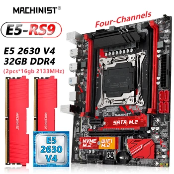 MAQUINISTA X99 RS9 placa-Mãe Combo Kit Conjunto LGA 2011-3 Xeon E5 2630 V4 Processador CPU DDR4 32GB de Memória RAM NVME M. 2 de Quatro canais