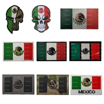 Militar Patch Exclusivo Crânio México Bandeira Mexicana 3D de Bordado Braçadeira de Mochila de Roupas Jaqueta de Patches para Roupas