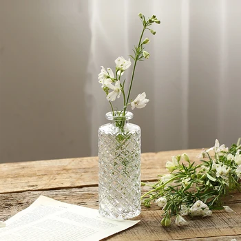 Nordic Decoração Em Relevo Transparente Vaso De Vidro Decoração De Banheiro Acessórios Clássico Hidropônico Terrário Vaso De Flores De Artesanato