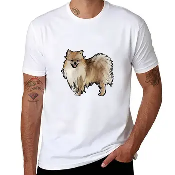 Novo Pomeranian Cachorro T-Shirt pesado t-shirts gráfico t-shirts coreano esportes, moda fã de t-shirts homens de treino camisa