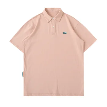 O verão masculino de Manga Curta Camisa Polo Solta Simples de Cor Sólida T-shirts