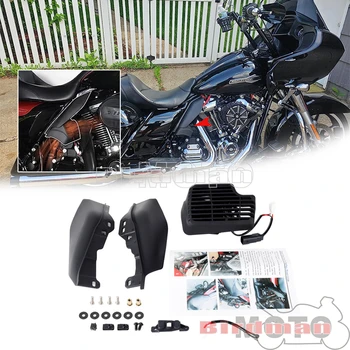 Para Harley Turnê Legal Ventilador de Fluxo Kit 2017-2023 Tri Road Glide Ultra Limited Baixa Motocicleta de Refrigeração Ventilador do Radiador w/ Escudo de Calor