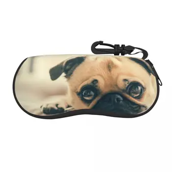 Portátil de Óculos Caso Pug Dog Óculos de sol estojo para Óculos de Caixa com Correia Zíper de Óculos Caso