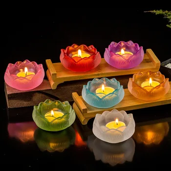 Sete Cores Cristal Incensee Gravador de Vidro Lotus castiçais Artesanais de Decoração para a Casa de Buda Mini Zen Cone Incensário