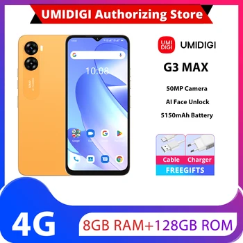 UMIDIGI G3 Max 50MP Câmara 8GB+128GB Smartphone 5150mAh de 6,6 polegadas Android 13 Unisoc T606 OTG Versão Global 4G Celular Portátil