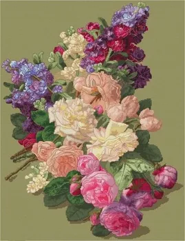Valsa das Flores de Qualidade Superior Rosa Peônia Buquê de Ponto de Cruz, Kits de Arte 14CT Creme de Lona Bordado DIY Artesanais de Decoração de Casa