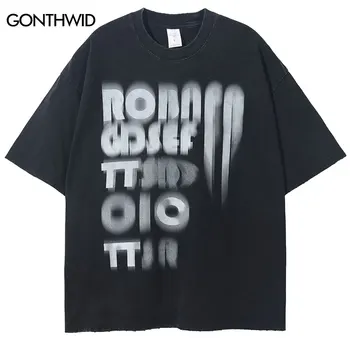 Vintage T-Shirt Homem Hip Hop Retro Carta De Impressão Gráfica Punk Gótico Streetwear Camiseta De Verão Harajuku Moda Casual Solta Tops